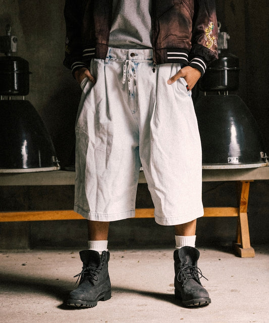 RED KAP 2TUCK BAGGY WIDE DENIM SHORTS PANTS 打褶牛仔短褲