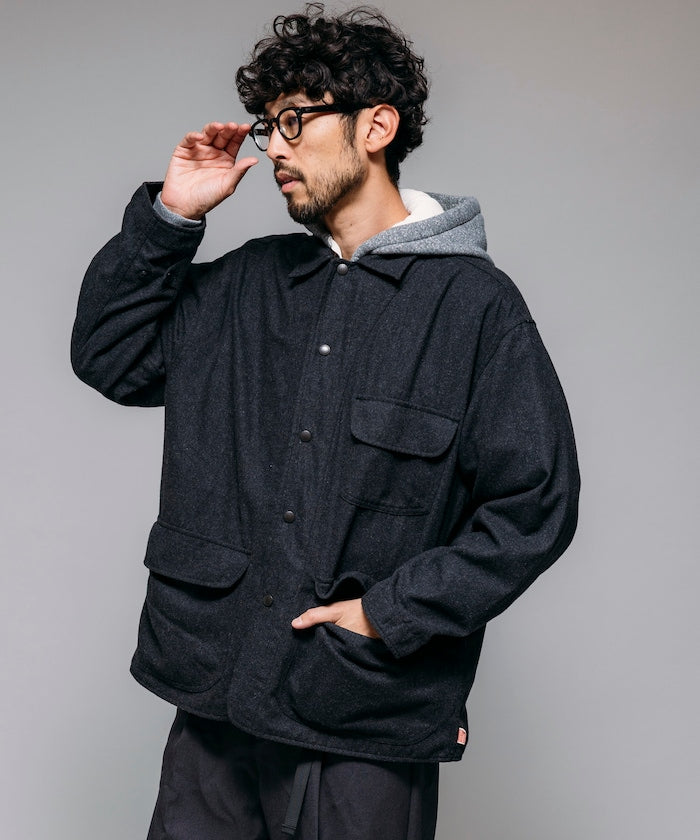 HINSON 寬鬆羊毛狩獵夾克外套