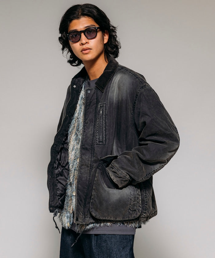 FREAK'S STORE Collar corduroy switching cotton nylon Blouson 燈芯絨領拉鍊夾克