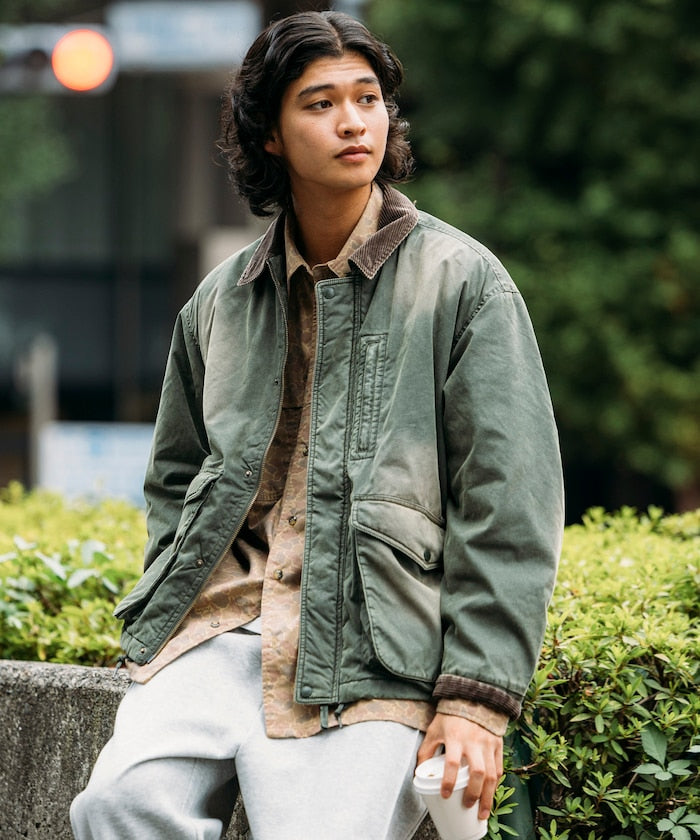 FREAK'S STORE Collar corduroy switching cotton nylon Blouson 燈芯絨領拉鍊夾克