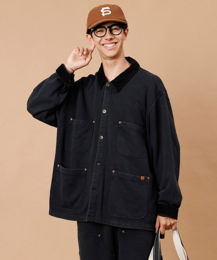 UNIVERSAL OVERALL powder-finished corduroy collar sweatshirt coverall 復古燈芯絨領工裝外套