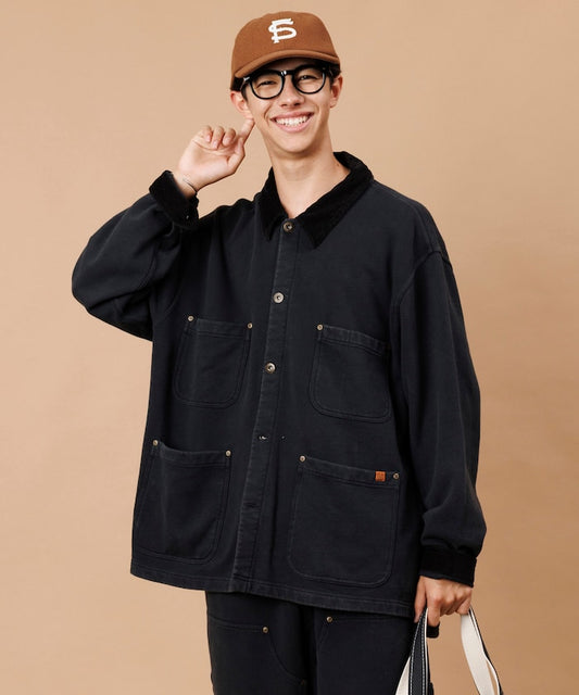 UNIVERSAL OVERALL powder-finished corduroy collar sweatshirt coverall 復古燈芯絨領工裝外套