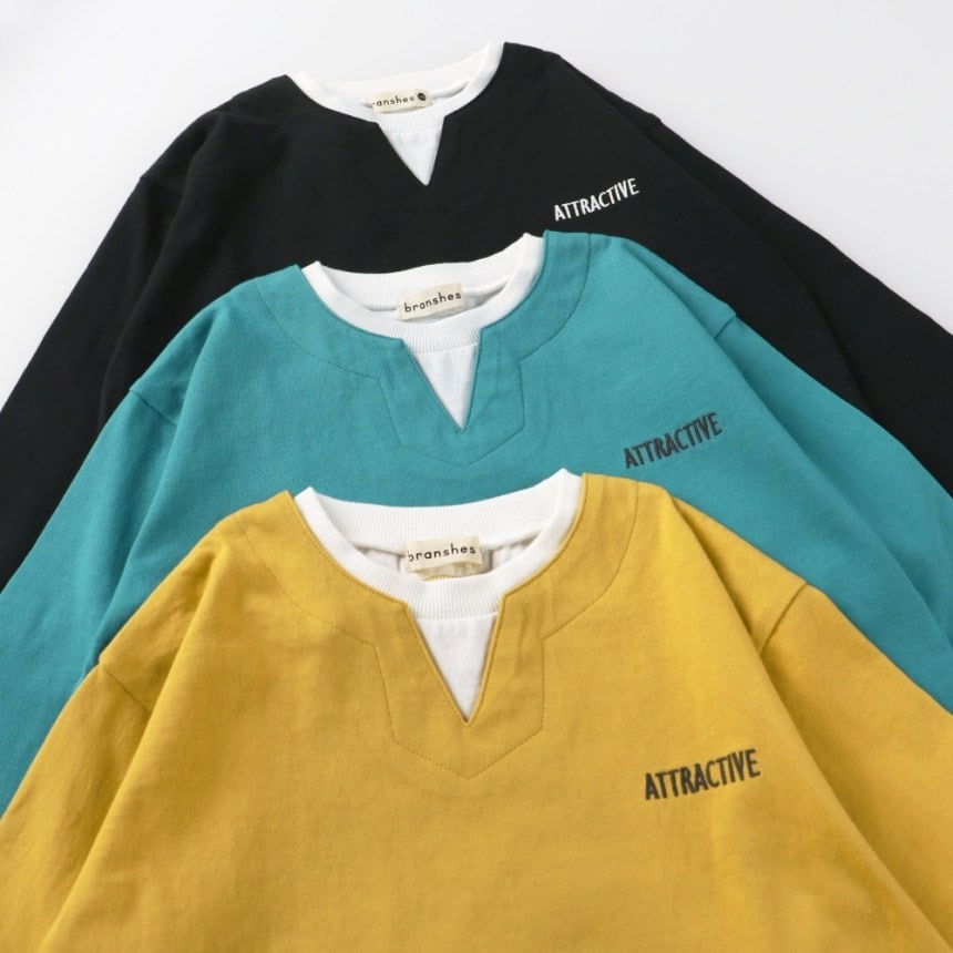 branshes 分層假兩件長袖T上衣