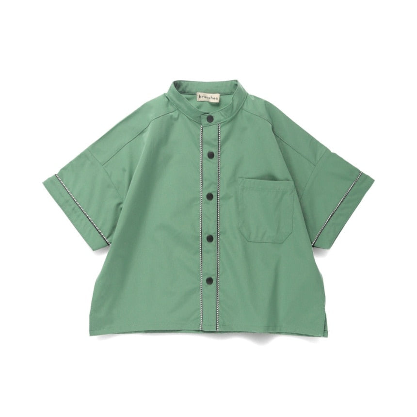 branshes Band collar short sleeve shirt 立領短袖襯衫