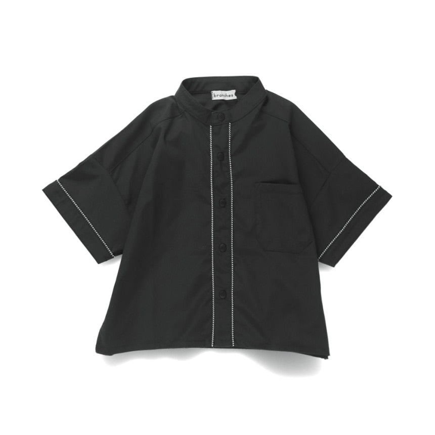 branshes Band collar short sleeve shirt 立領短袖襯衫