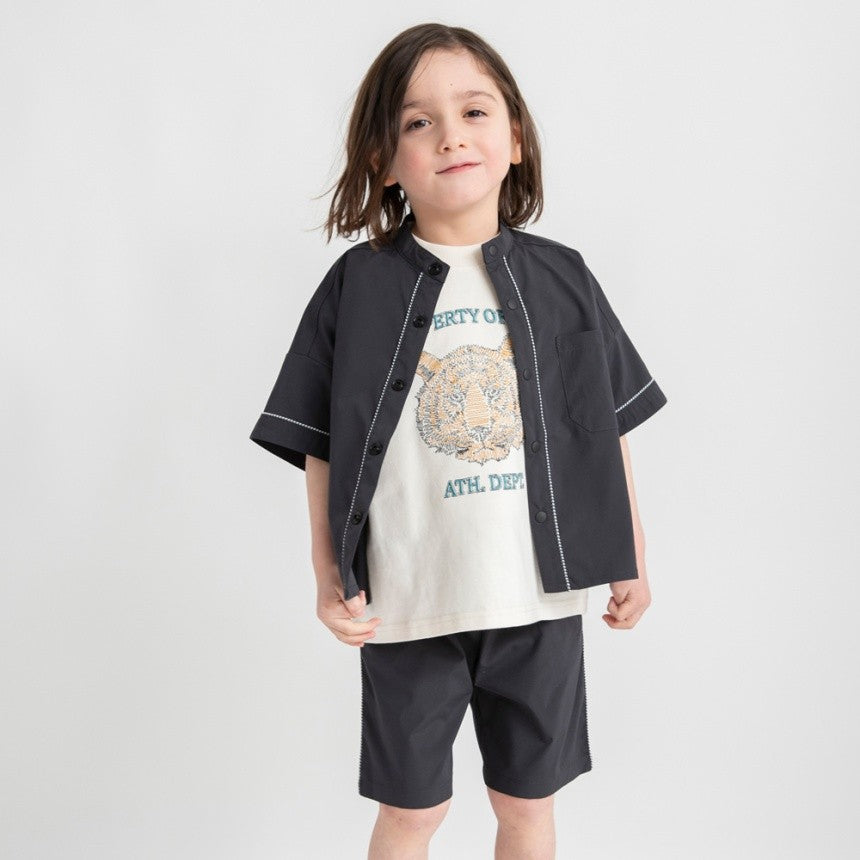 branshes Band collar short sleeve shirt 立領短袖襯衫