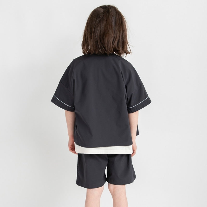 branshes Band collar short sleeve shirt 立領短袖襯衫