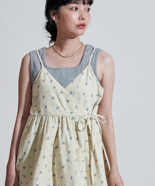 FREAK'S STORE 鄉村風花朵燈芯絨吊帶背心