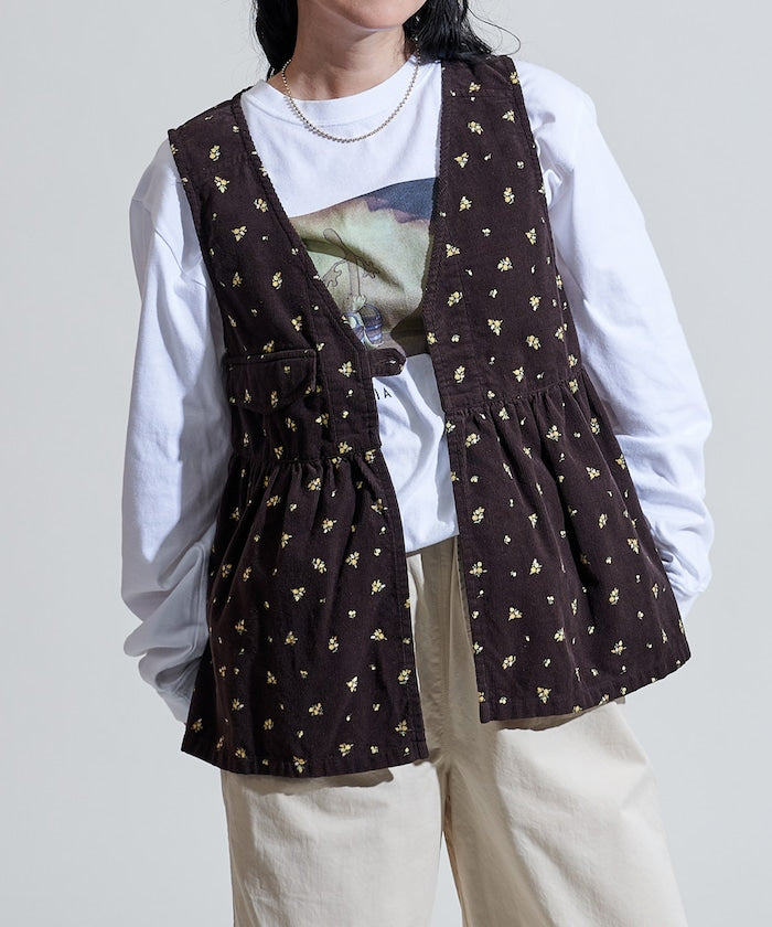 FREAK'S STORE 鄉村風花朵燈芯絨背心