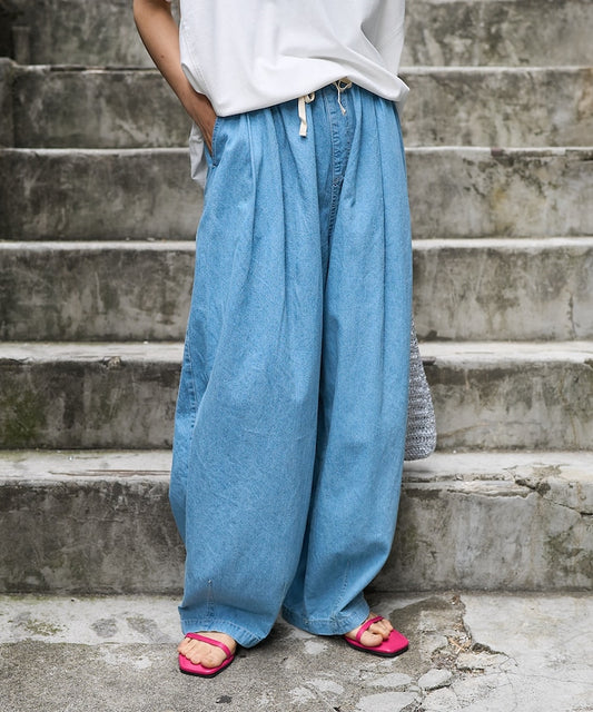 FREAK'S STORE Linen blend curved easy Pants 亞麻混紡休閒牛仔褲