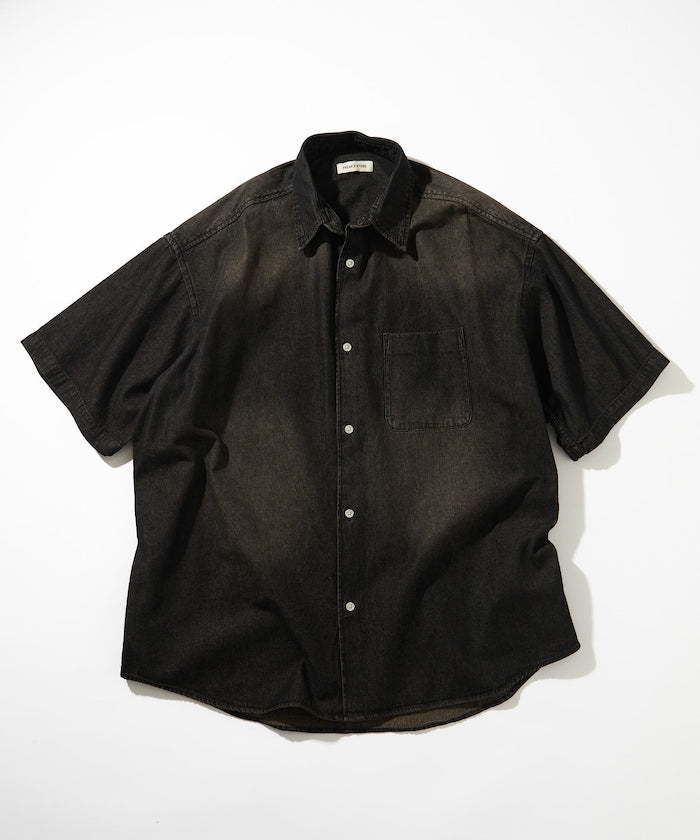 FREAK'S STORE Relax Fit Overdyed Regular Collar S/S Denim Shirt 復古牛仔短袖襯衫