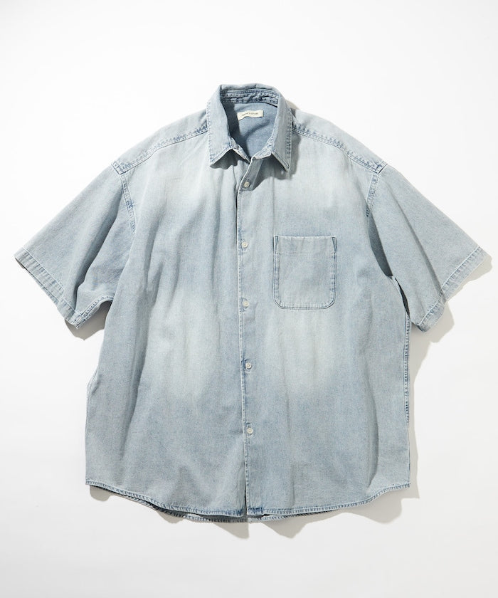 FREAK'S STORE Relax Fit Overdyed Regular Collar S/S Denim Shirt 復古牛仔短袖襯衫