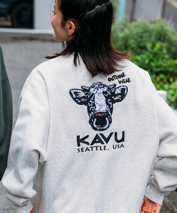 KAVU × FREAK'S STORE 聯名限定款 牛臉刺繡圓領大學T