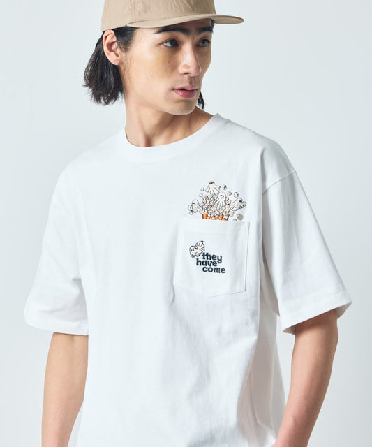 FREAK'S STORE one-point embroidery crew neck pocket T-shirt 刺繡短袖口袋T恤