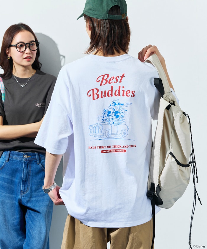 FREAK'S STORE x DISNEY Mickey Mouse big silhouette back print T-shirt / Buddies Car 印花短袖T恤