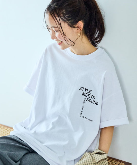 FREAK'S STORE Big silhouette design embroidery hem cord crew neck T-shirt 印花短袖T恤