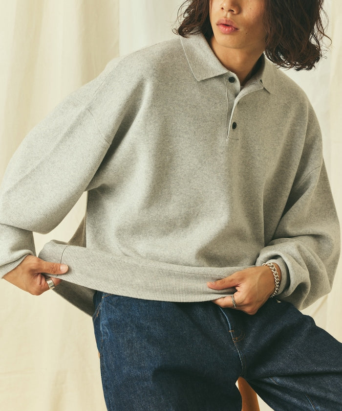FREAK'S STORE Relax Fit 休閒寬版毛衣質感翻領針織衫