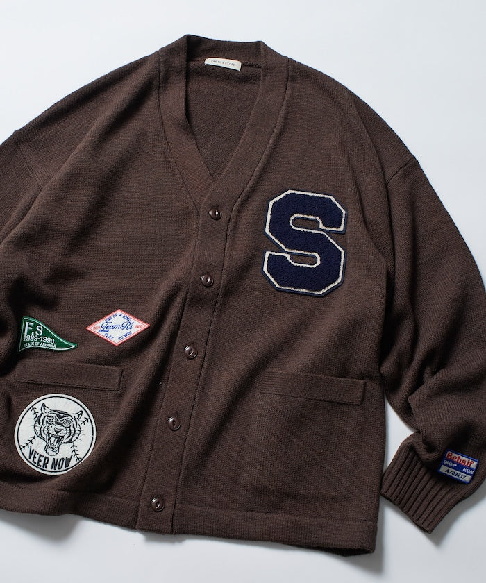 FREAK'S STORE Relaxed Fit Lettered Knit Cardigan 刺繡徽章字母針織開襟衫