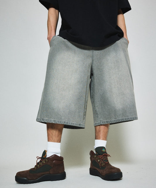 FREAK'S STORE Wide silhouette vintage denim easy shorts 復古水洗牛仔及膝短褲