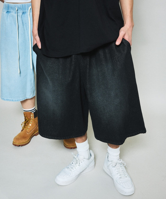 FREAK'S STORE Wide silhouette vintage denim easy shorts 復古水洗牛仔及膝短褲