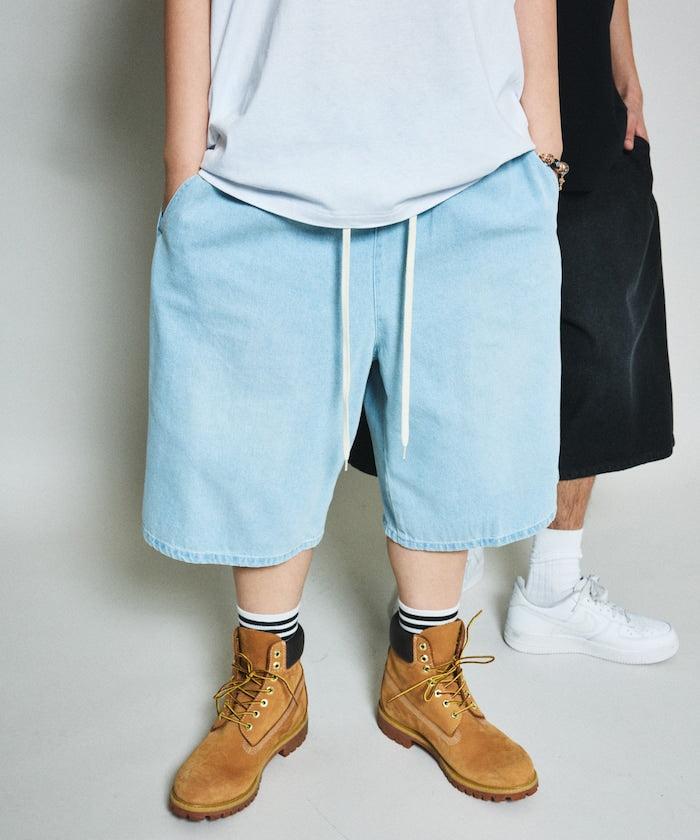 FREAK'S STORE Wide silhouette vintage denim easy shorts 復古水洗牛仔及膝短褲