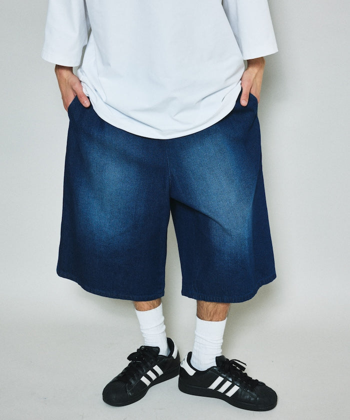 FREAK'S STORE Wide silhouette vintage denim easy shorts 復古水洗牛仔及膝短褲
