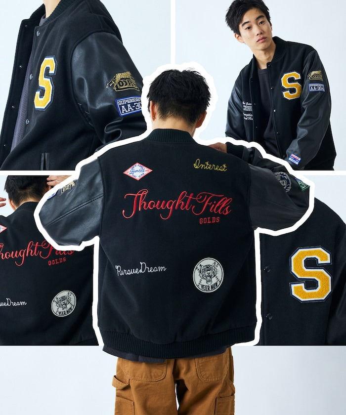 FREAK'S STORE Multi-embroidered patch stadium jacket 刺繡棒球外套
