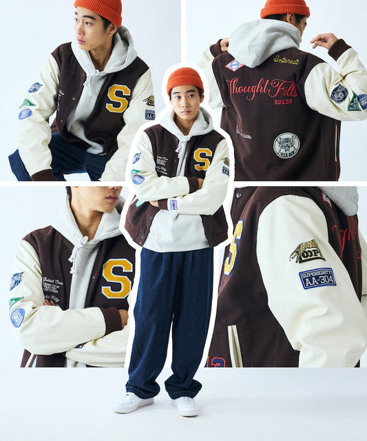 FREAK'S STORE Multi-embroidered patch stadium jacket 刺繡棒球外套