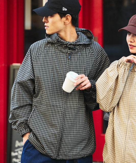 特價 FREAK'S STORE 寬版格紋拉鍊連帽夾克外套