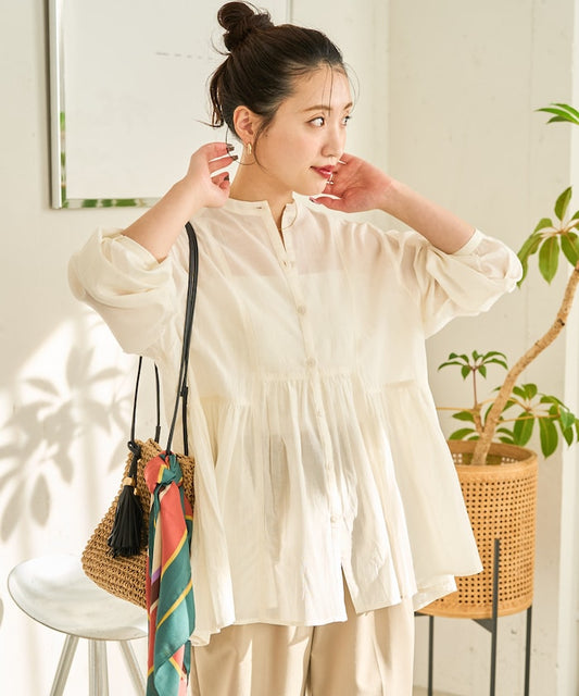 FREAK'S STORE 限定 輕透前扣抓皺襯衫