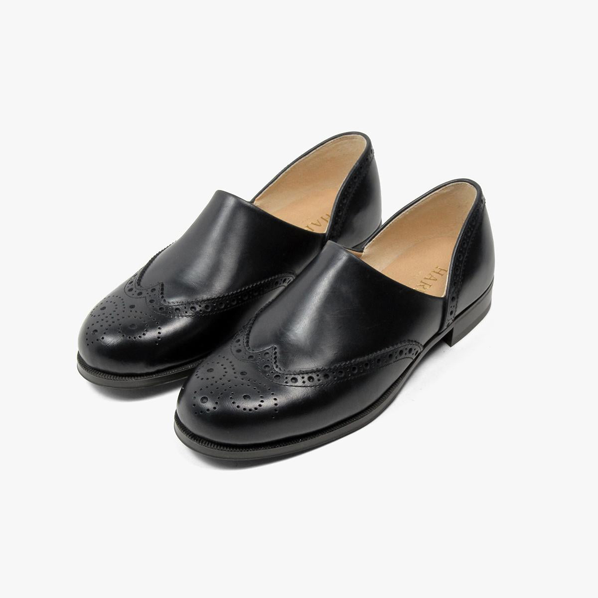 日本製HARUTA 油蠟皮 雕花翼紋 Spock 樂福鞋 #503