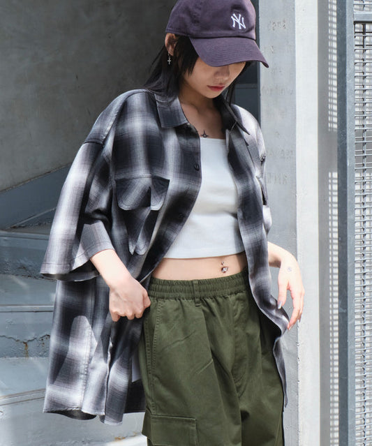 WEGO Ombre check shirt (SS) 短袖格紋襯衫