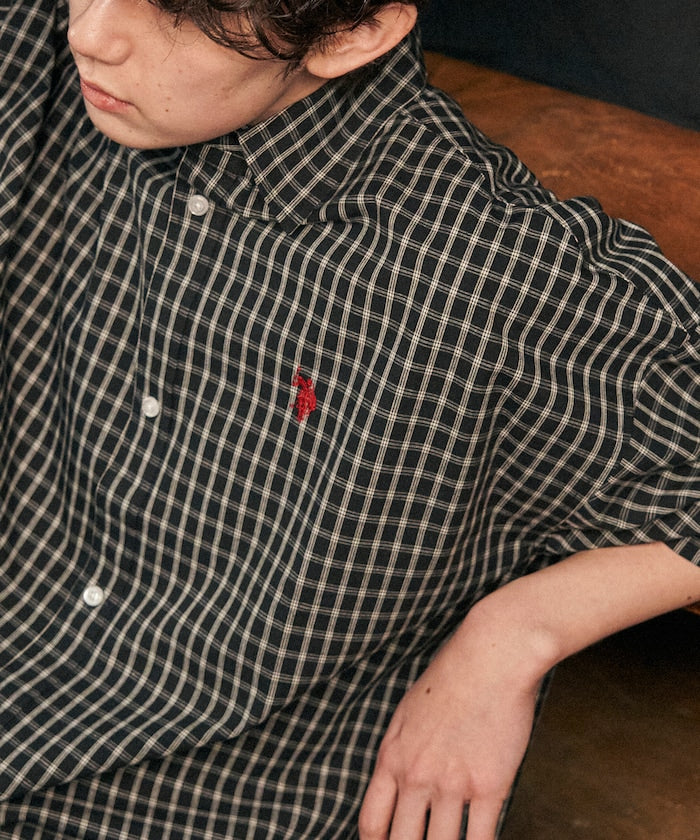 U.S. POLO ASSN. one-point embroidered check short sleeve shirt 限定刺繡格紋短袖襯衫