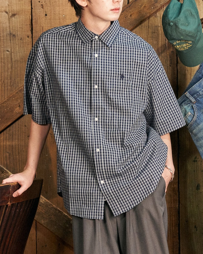 U.S. POLO ASSN. one-point embroidered check short sleeve shirt 限定刺繡格紋短袖襯衫