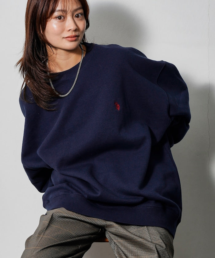 U.S. POLO ASSN. X PUBLUX 獨家設計刺繡Logo加絨圓領大學T