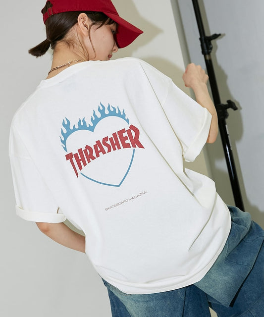 PUBLUX x THRASHER Back logo flame heart TEE 限定印花短袖T恤