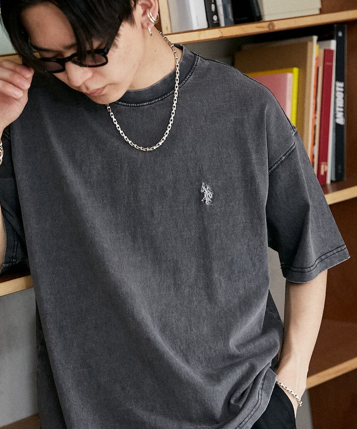 U.S. POLO ASSN. Special order one-point embroidered logo pigment T-shirt 簡約刺繡短袖T恤