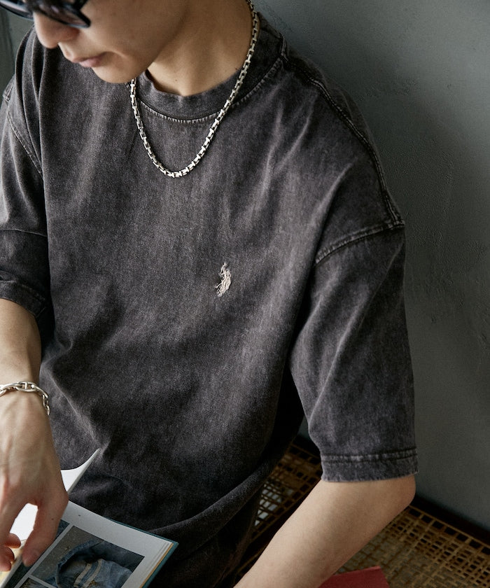 U.S. POLO ASSN. Special order one-point embroidered logo pigment T-shirt 簡約刺繡短袖T恤