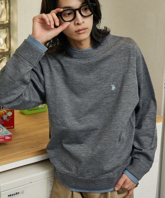U.S. POLO ASSN. FAKE LAYERED KNIT 長袖刺繡LOGO針織衫