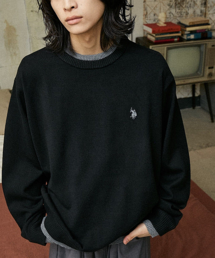 U.S. POLO ASSN. FAKE LAYERED KNIT 長袖刺繡LOGO針織衫