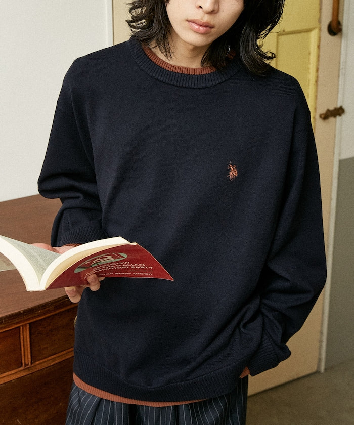 U.S. POLO ASSN. FAKE LAYERED KNIT 長袖刺繡LOGO針織衫