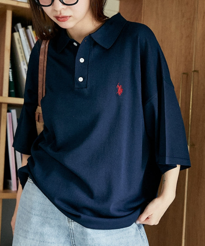 U.S. POLO ASSN. Special order Knit polo shirt with one-point embroidery  針織刺繡Polo衫