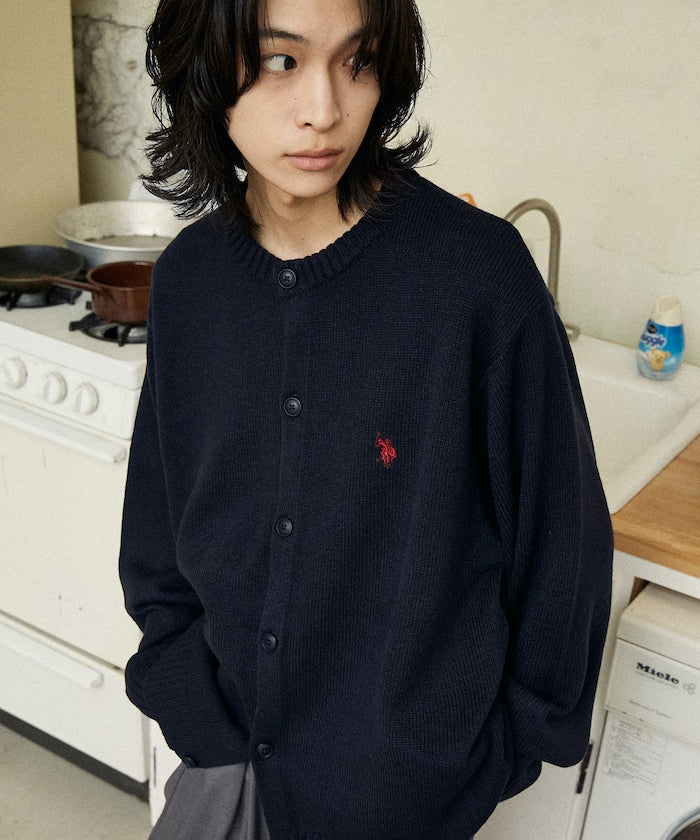 U.S. POLO ASSN. CREW NECK KNIT CARDIGAN 刺繡LOGO 圓領針織開襟衫