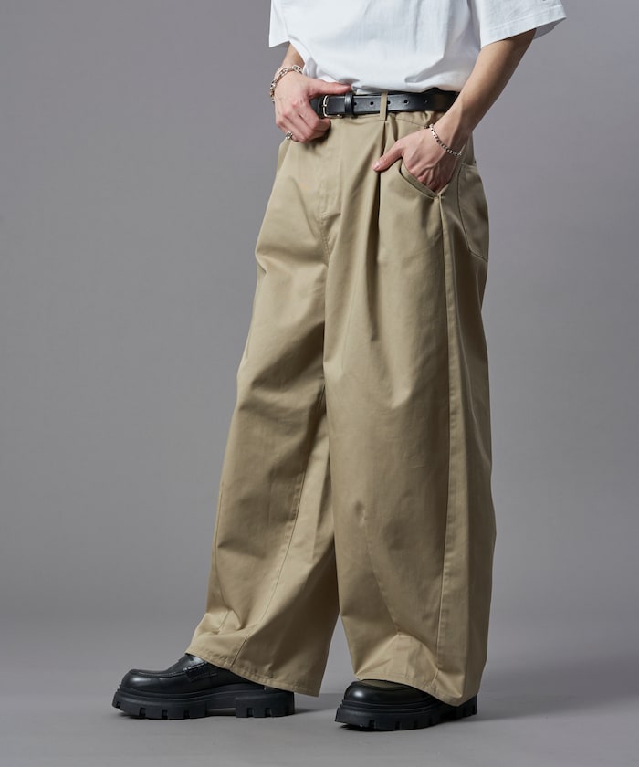 限定款 PUBLUX 打褶斜紋休閒長褲