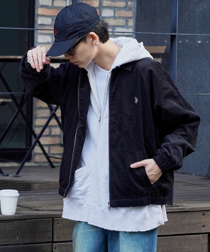 U.S. POLO ASSN. X PUBLUX 獨家設計燈芯絨雙拉鍊刺繡Logo外套