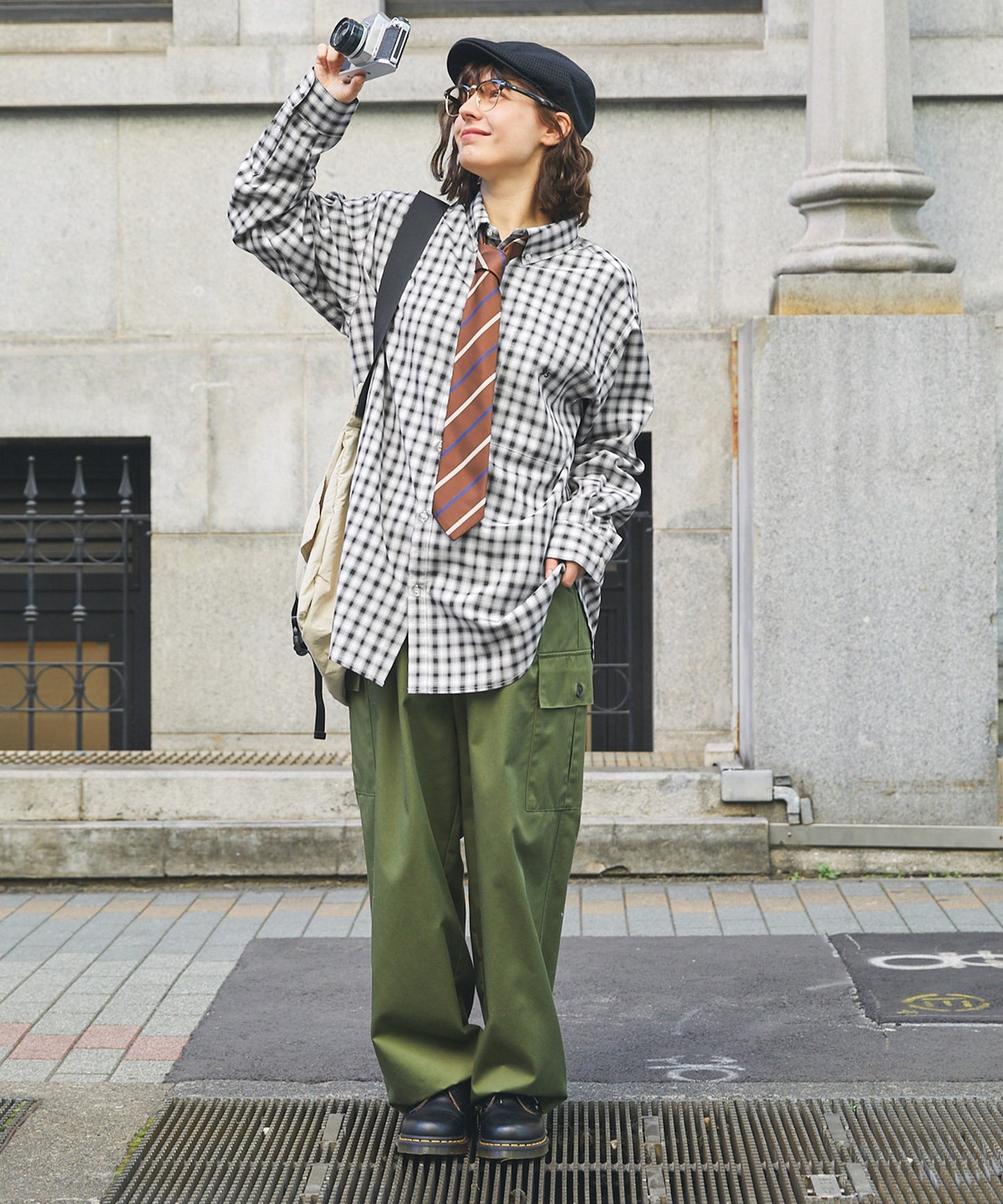 MONO-MART LADY'S 寬版刺繡LOGO扣領襯衫