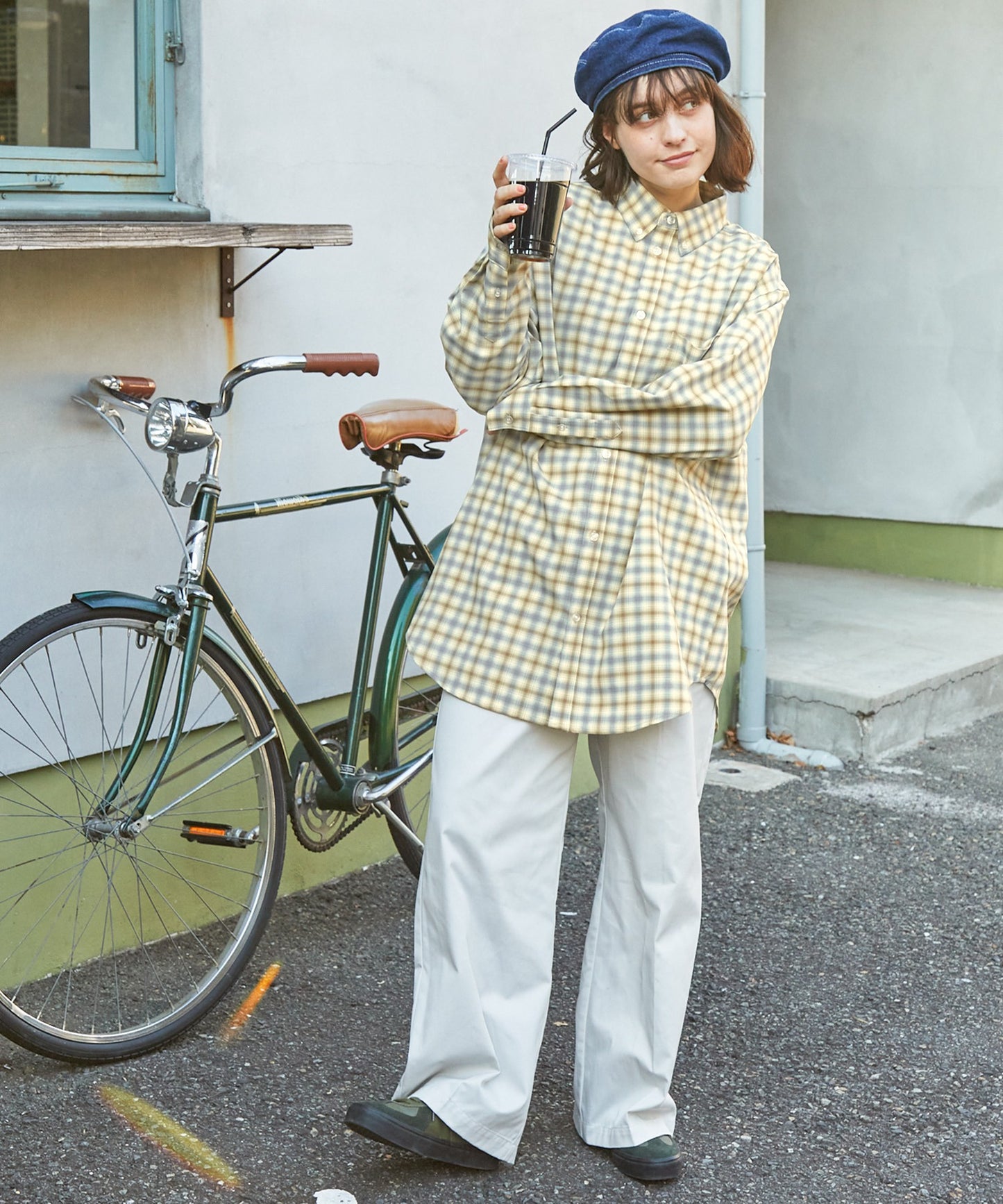 MONO-MART LADY'S 寬版刺繡LOGO扣領襯衫