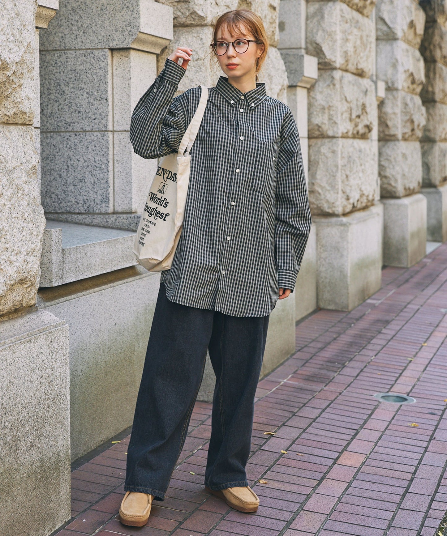 MONO-MART LADY'S 寬版刺繡LOGO扣領襯衫