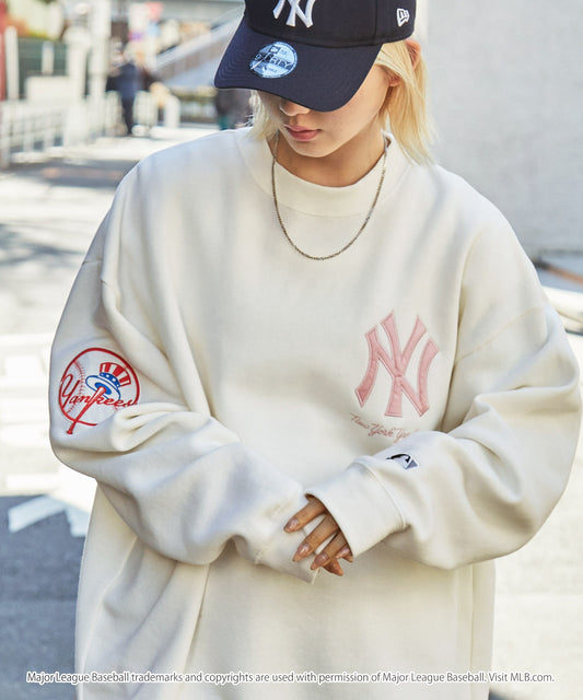 MLB 刺繡LOGO寬版加絨大學T