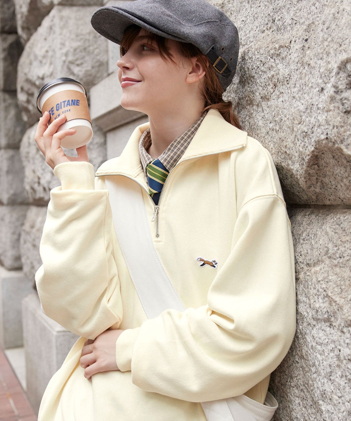 PENNEYS THE FOX Logo 狐狸刺繡LOGO寬版高領半拉鍊休閒上衣